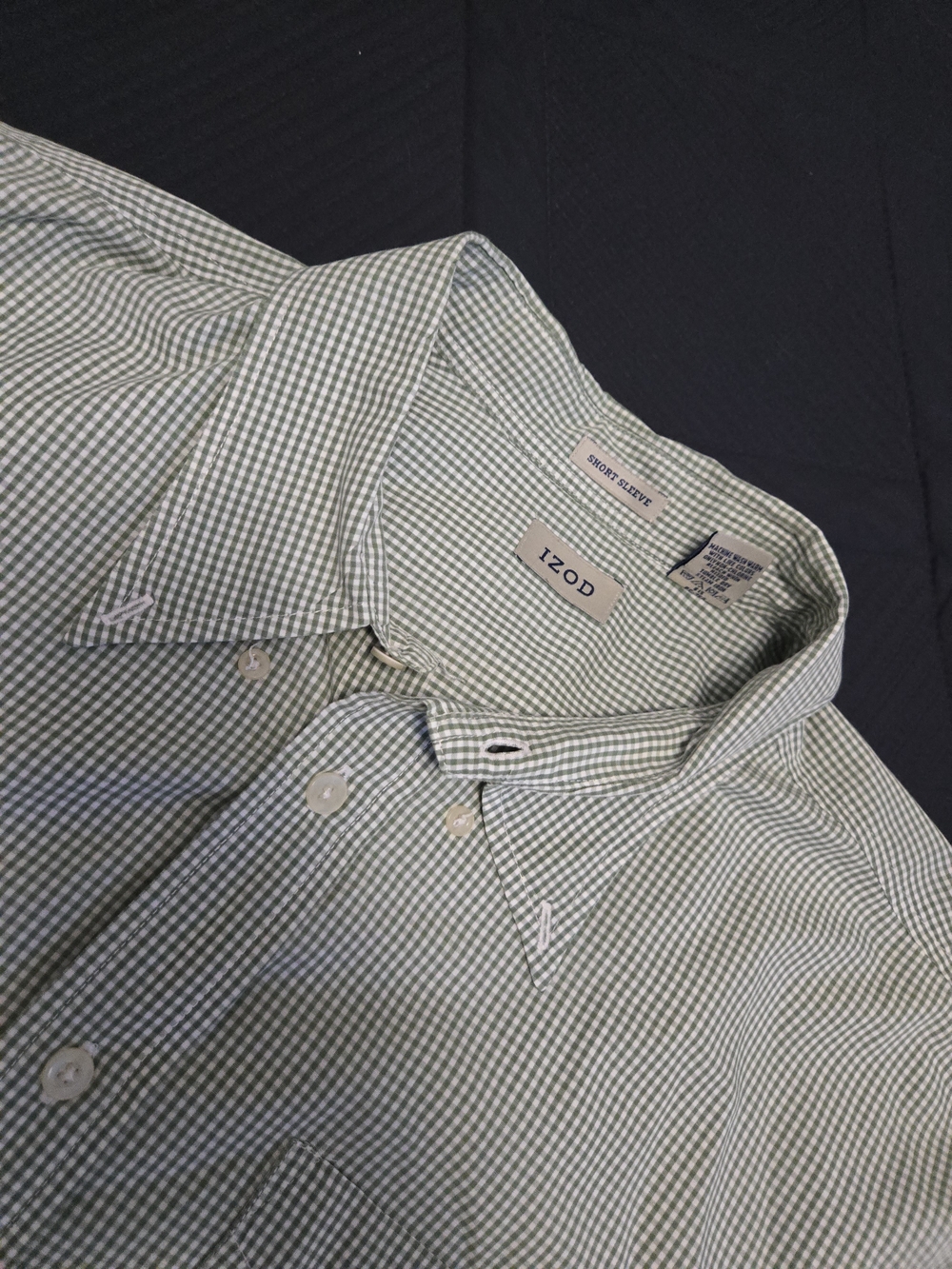 Izod Men’s Light Green Gingham Button-Down Shirt